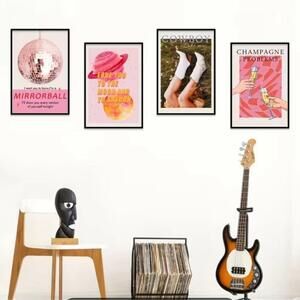 Set of 4 Vintage Wall Art Posters